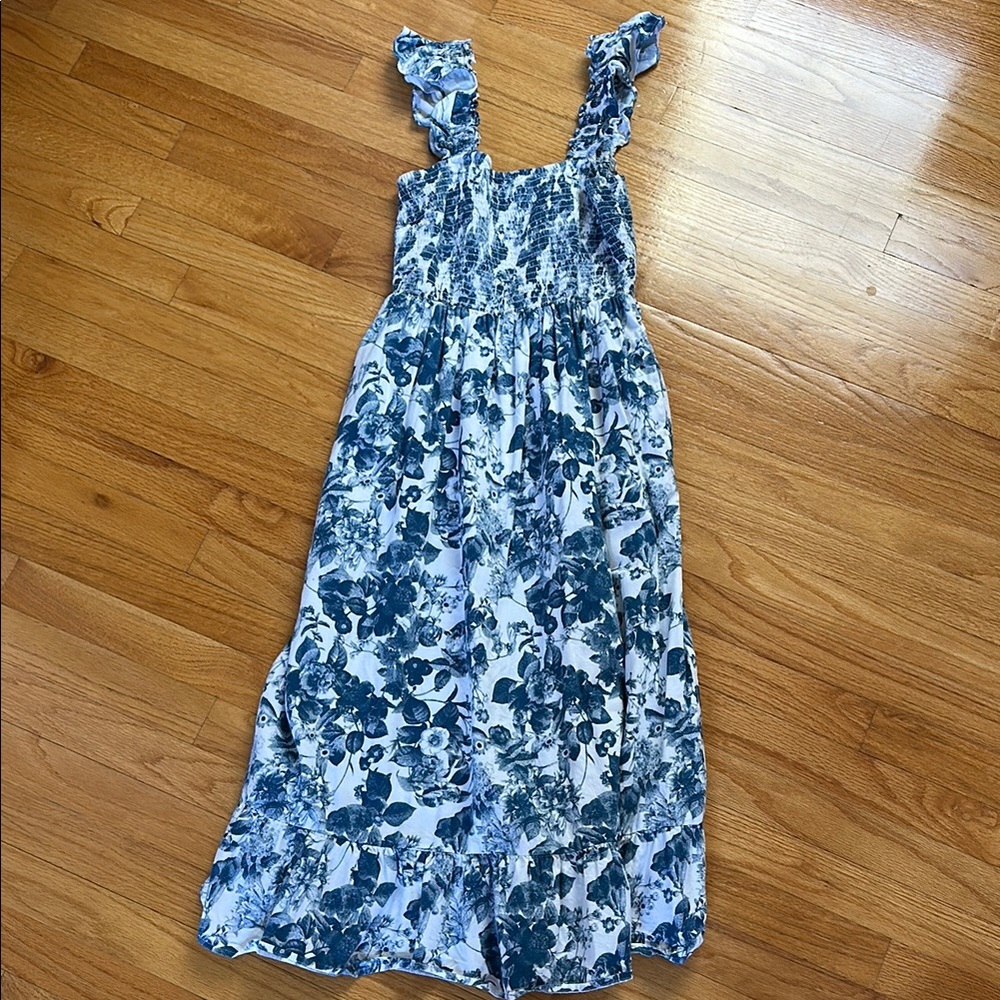 Floral Blue and White Maxi Dress - nap dress style